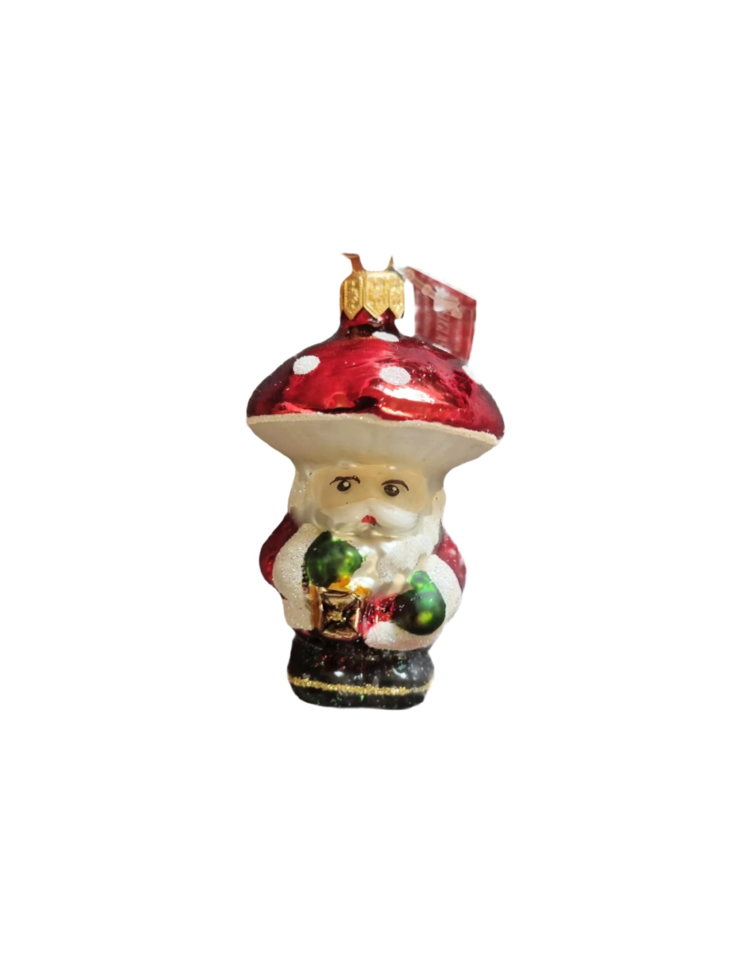 European Glass Christmas ornament of a Santa with Mushroom Hat (K)