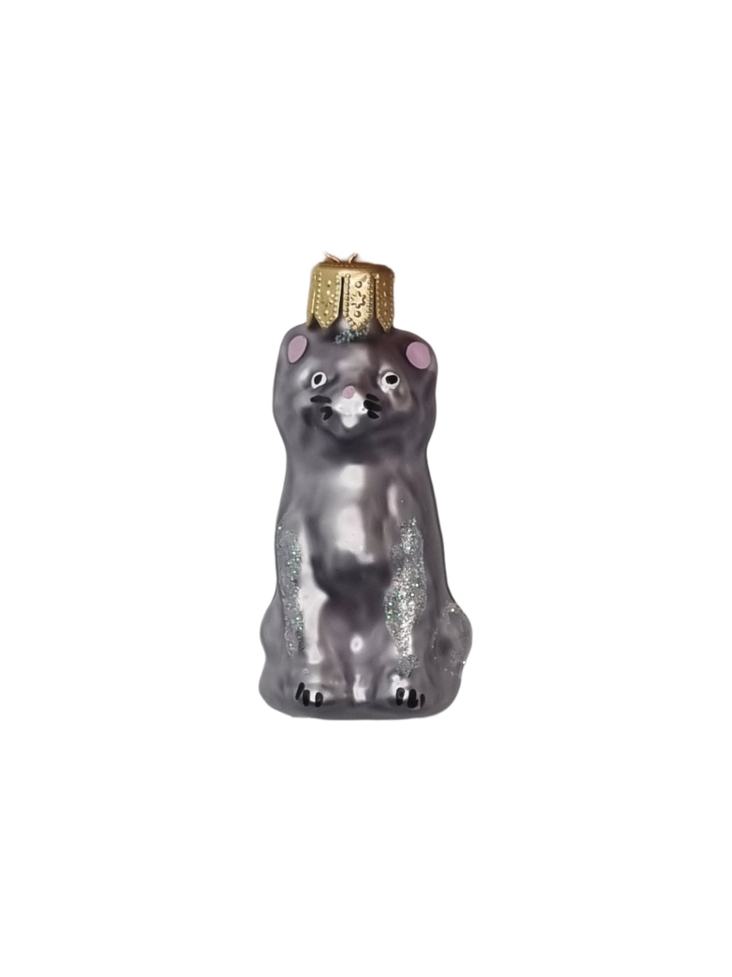 European Glass Christmas ornament of a Cat (F)