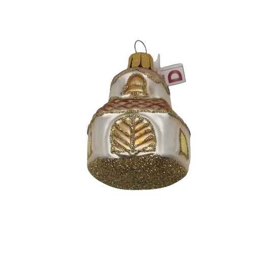 European Glass Christmas ornament of a House | Hexagonal Silent Night Chapel (D)