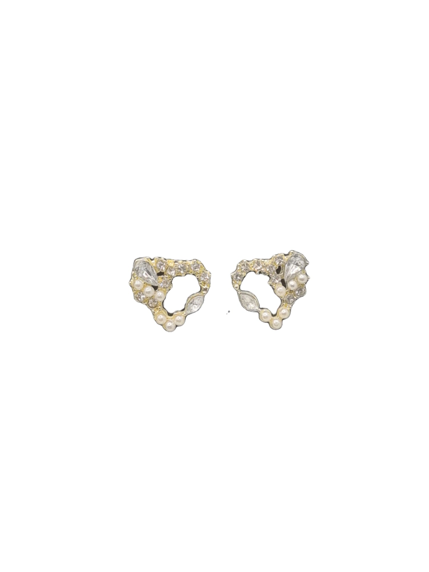 European Glass Christmas ornament of a Small Golden Crystal Hearts | Earrings