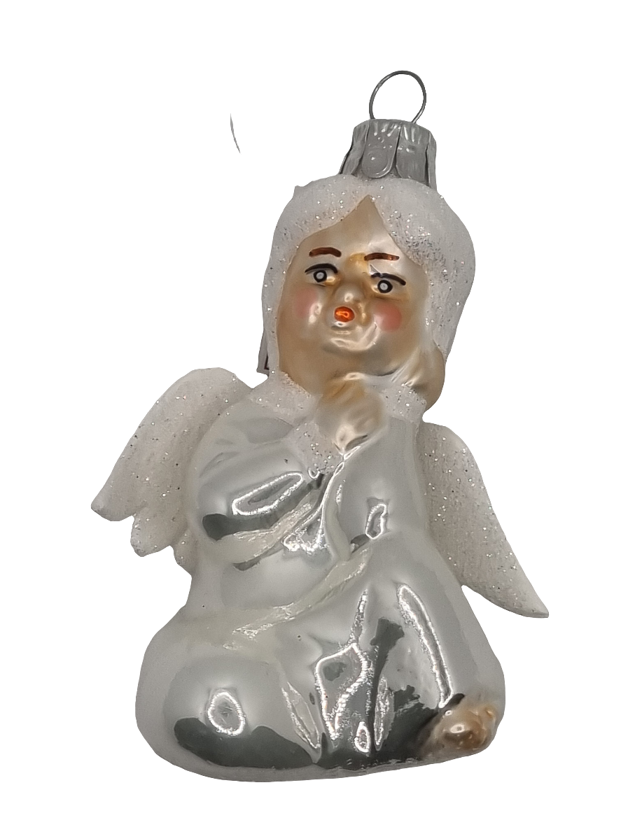 European Glass Christmas ornament of a Angel with Wings (M)