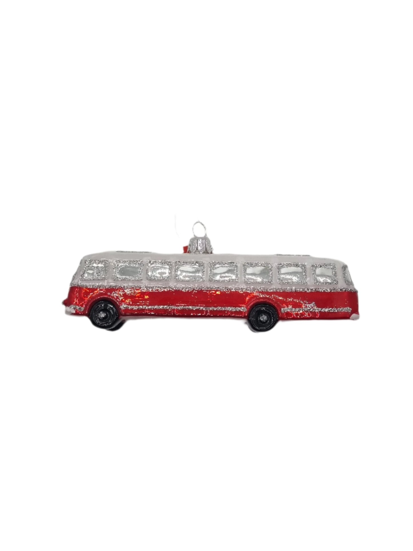 European Glass Christmas ornament of a Bus Long Blue (U)