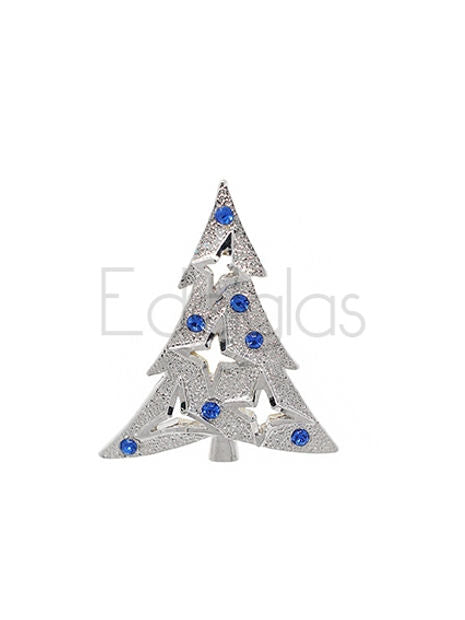 Brooch | Solid Christmas Tree with Colourful Stones 3cm