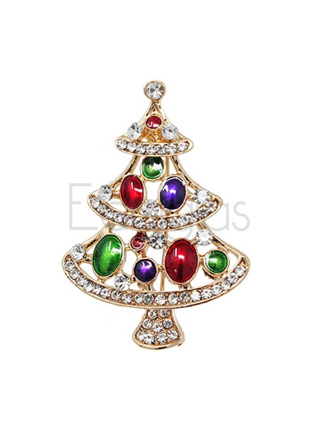 European Glass Christmas ornament of a Cute Christmas Tree Colourful Enamel Baubles 3.5cm | Brooch V