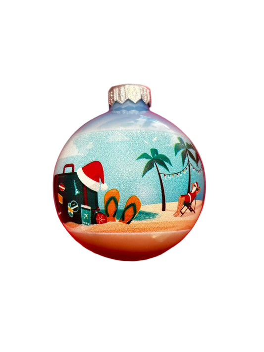 Christmas ornament with beach scene design 