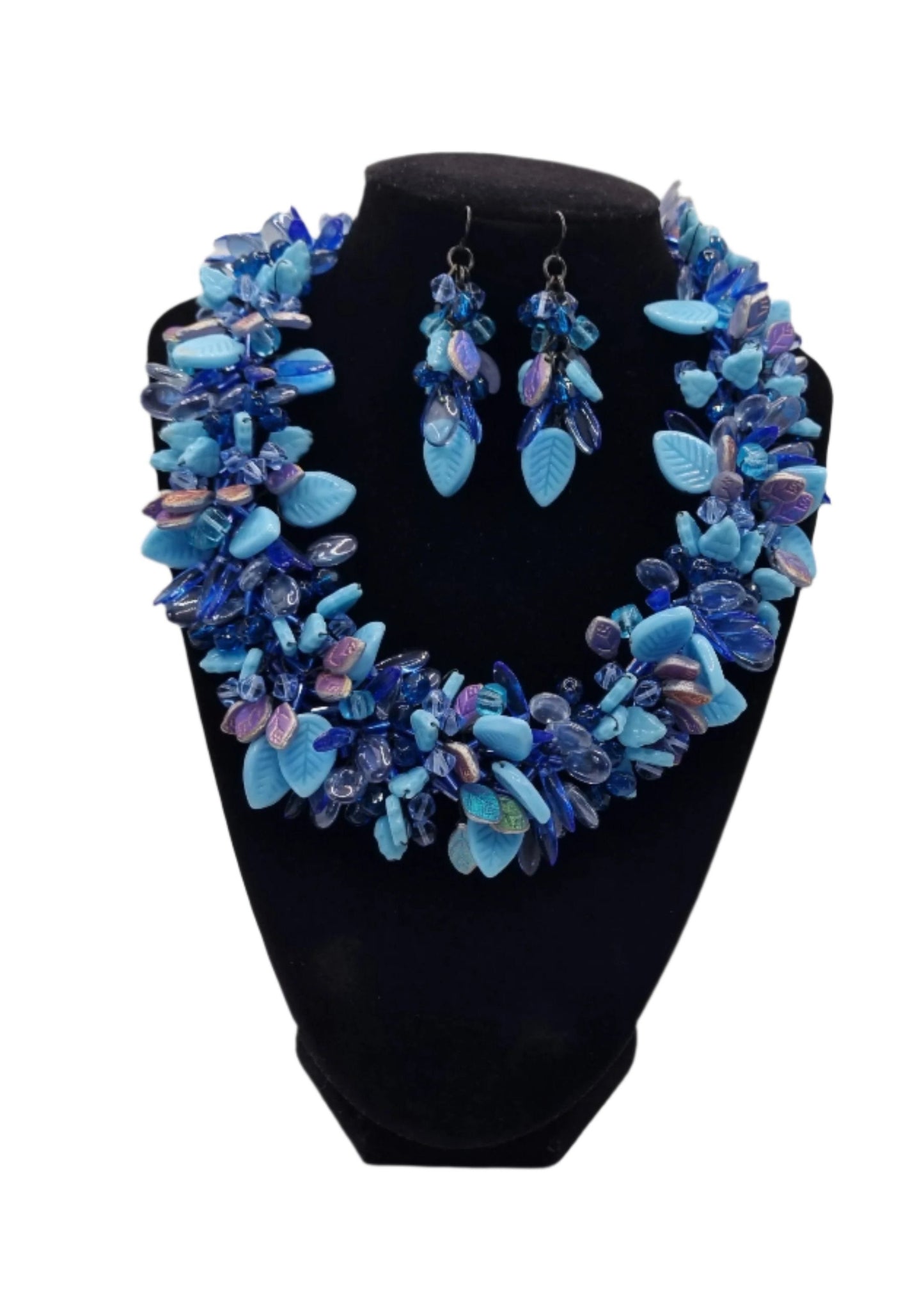 Blue Crystal Necklace with Earrings