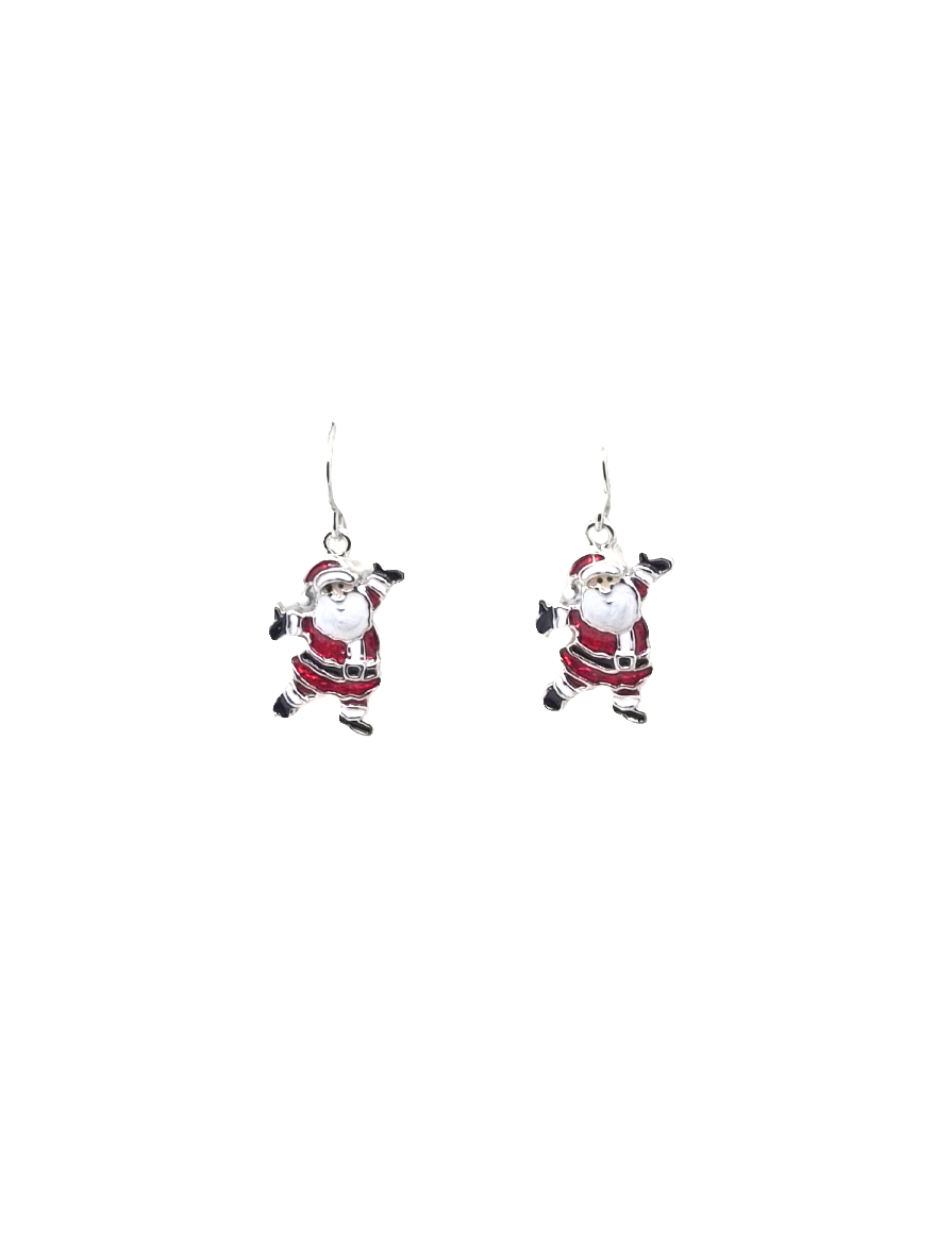 European Glass Christmas ornament of a Dancing Santa | Earrings