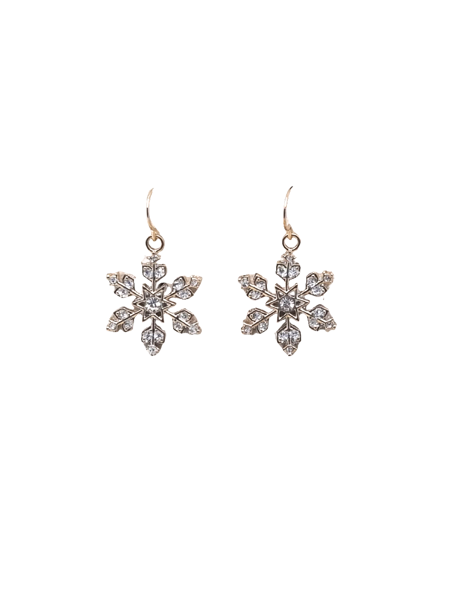 European Glass Christmas ornament of a Delicate Gold Snowflakes | Earrings