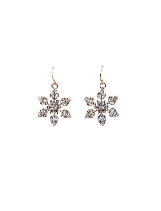 European Glass Christmas ornament of a Delicate Gold Snowflakes | Earrings
