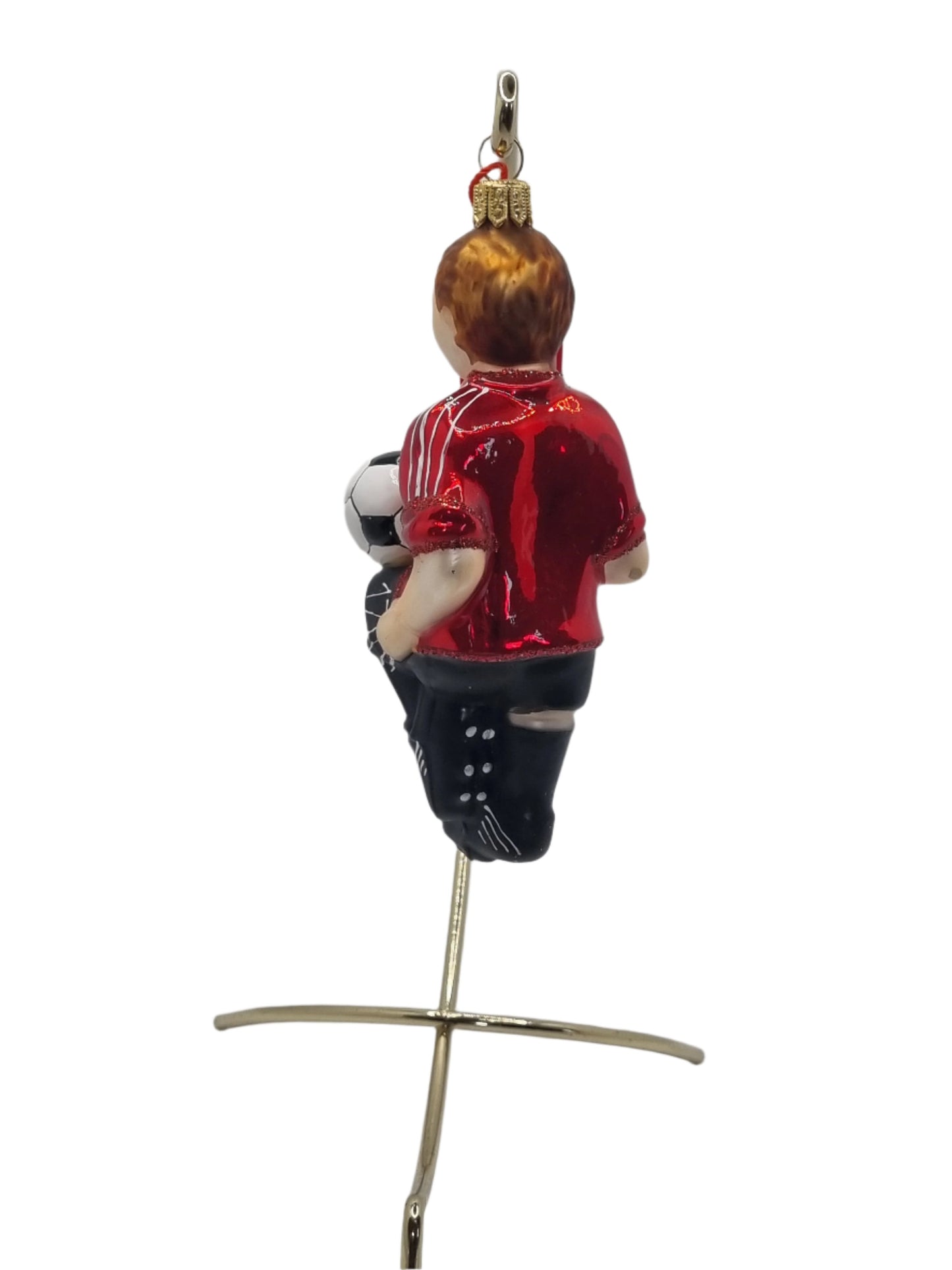 European Glass Christmas ornament of a Football/Soccer Player (W)