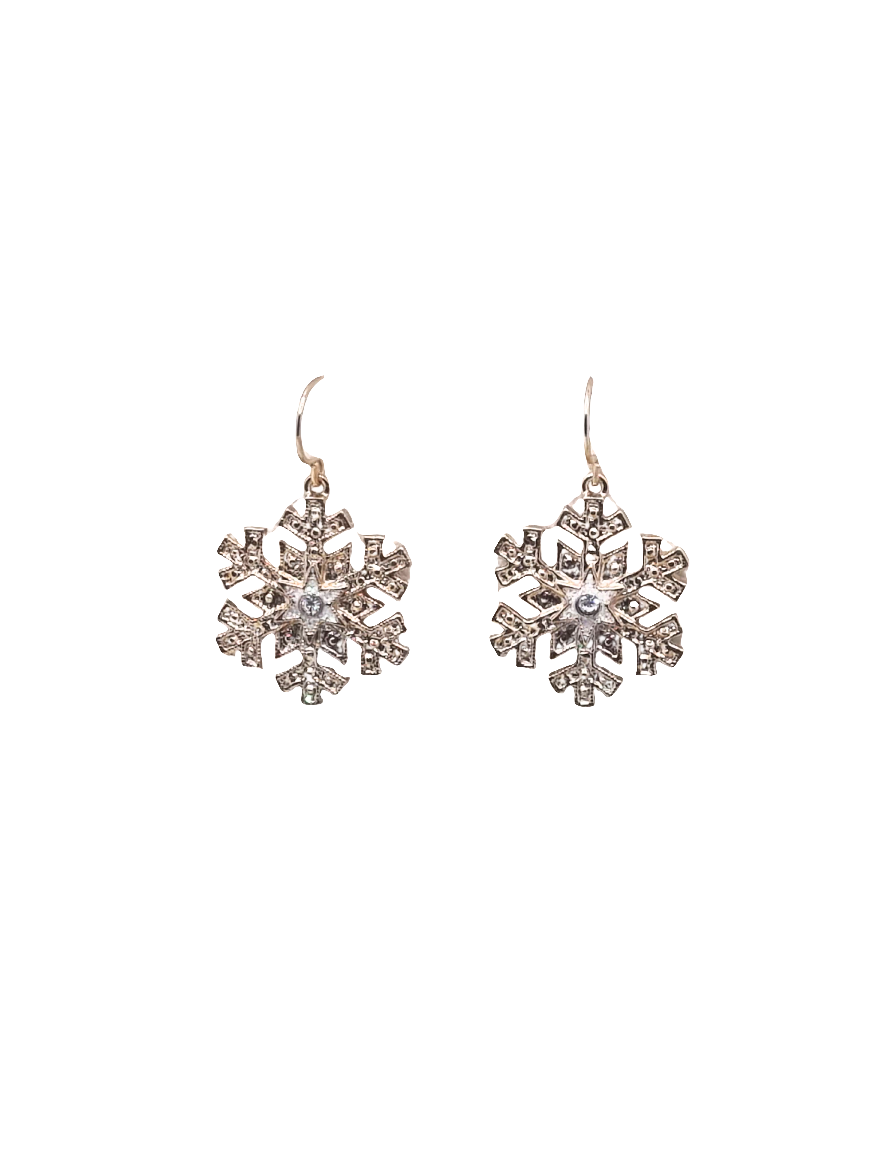 European Glass Christmas ornament of a Gold Snowflakes | Earrings