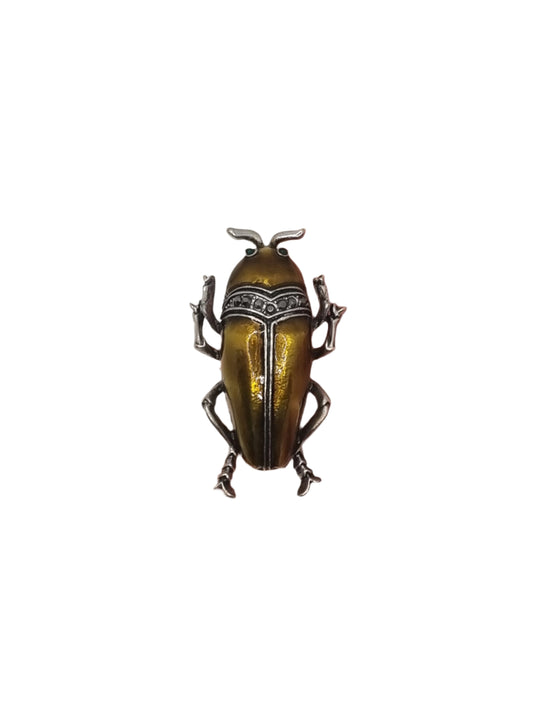 European Glass Christmas ornament of a Golden Beetle | Brooch III