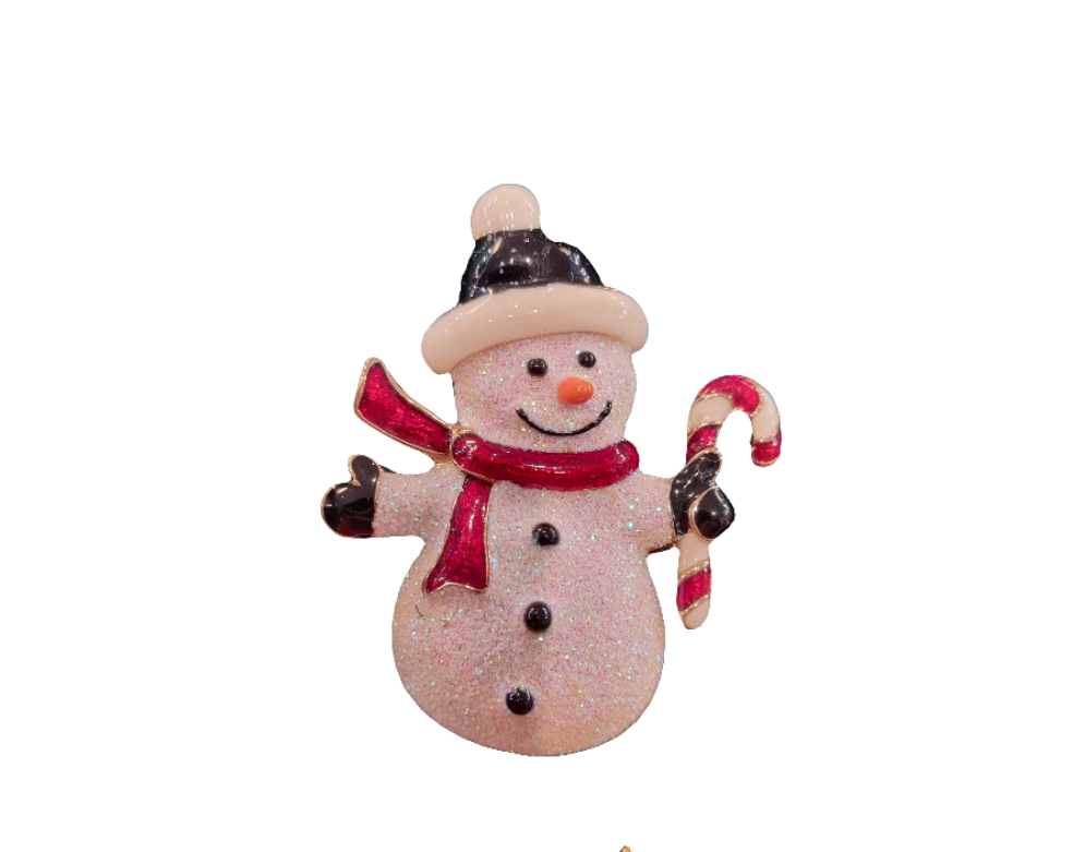 Snowman with Candy Cane | Brooch V