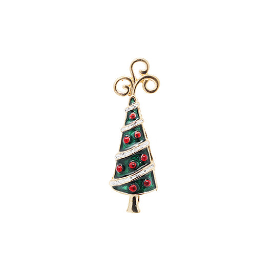 Narrow Christmas Tree with Red Baubles & White Tinsel | Brooch IV