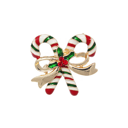 Double Candy Cane with Bow | Brooch IV