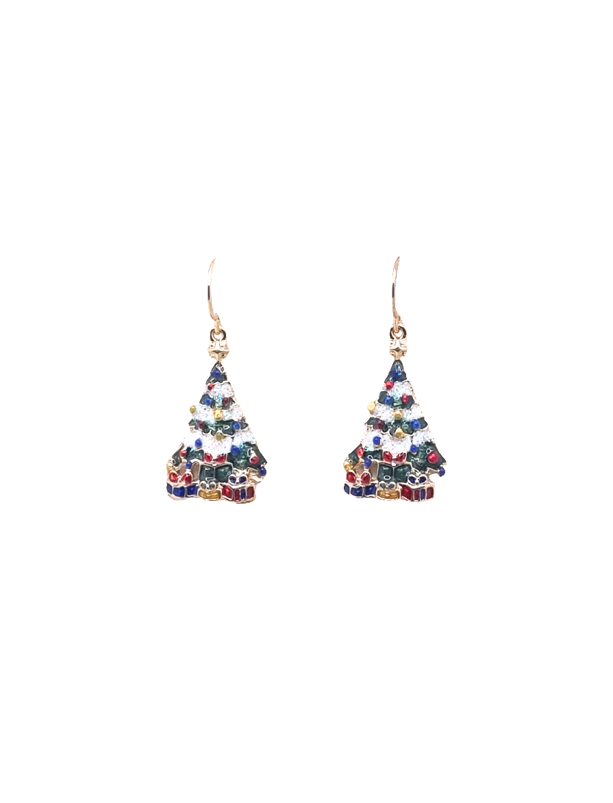 European Glass Christmas ornament of a Trees With Presents | Earrings