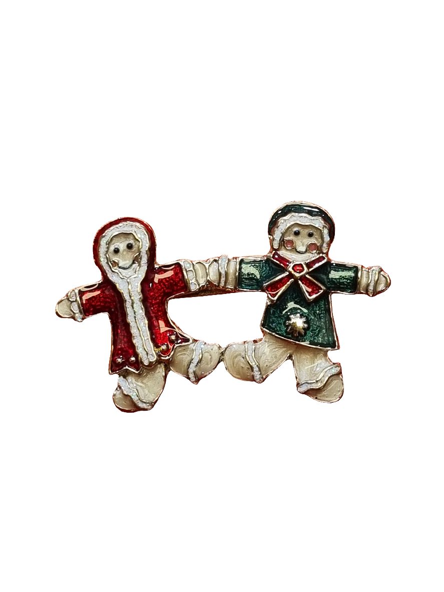 Gingerbread Men in Jackets | Brooch V