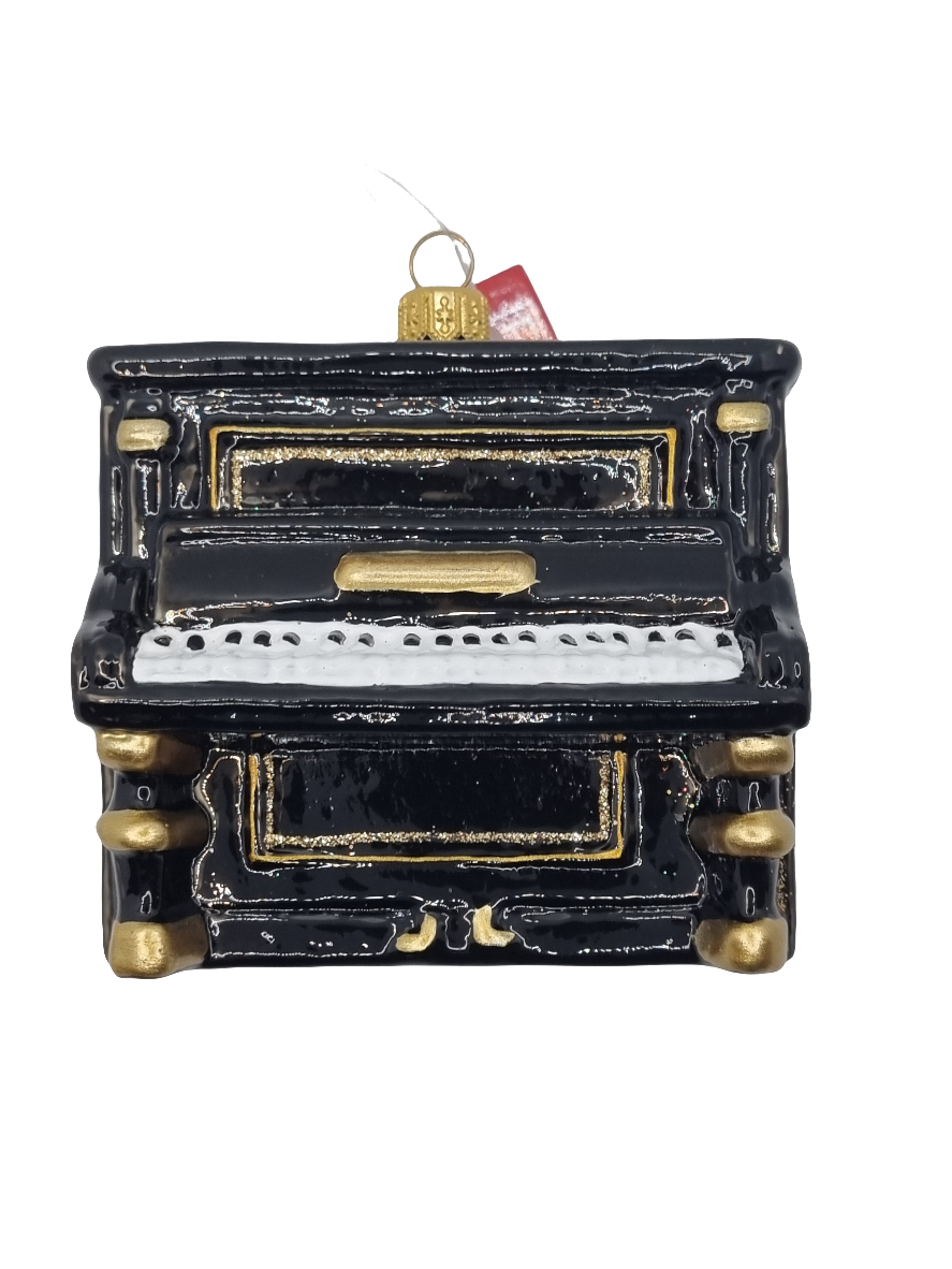 European Glass Christmas ornament of a Piano upright (W)