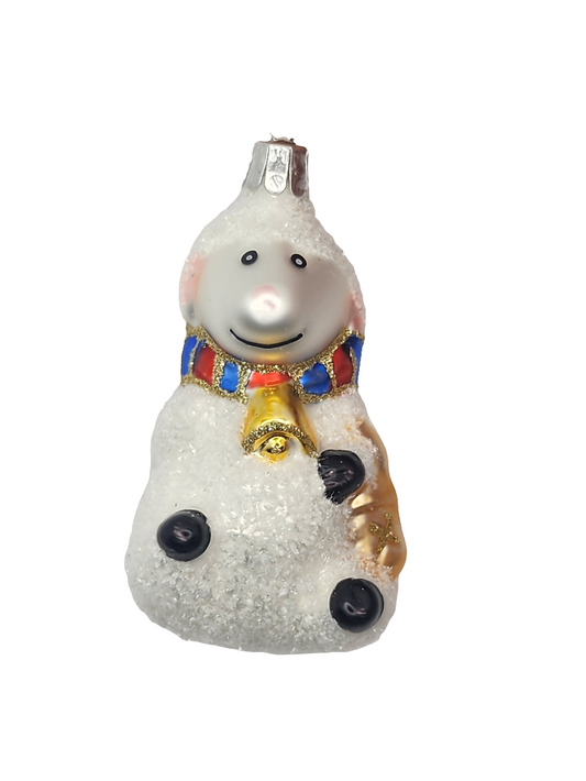 European Glass Christmas ornament of a Sheep with Scarf and Bell (I)