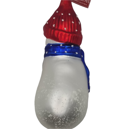 European Glass Christmas ornament of a Snowman Scarf (J)