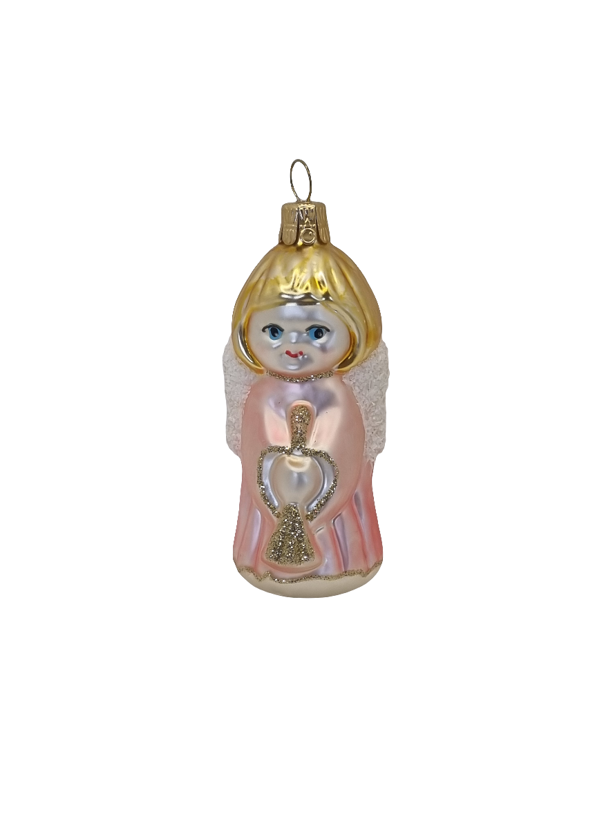 European Glass Christmas ornament of a Angel girl trumpet (F)