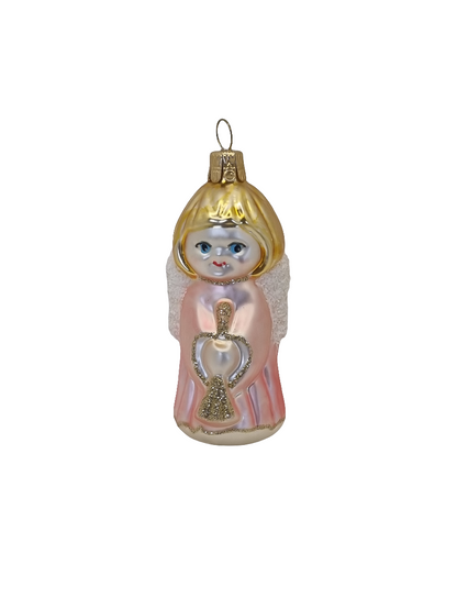 European Glass Christmas ornament of a Angel girl trumpet (F)