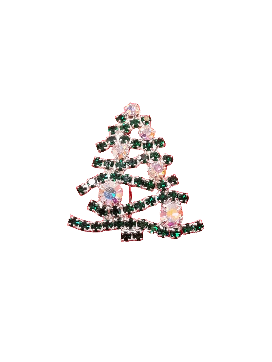 Small Wavy Crystal Tree with Colouful Crystal Baubles | Brooch V