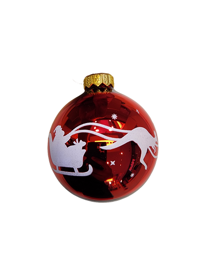 Bauble | Red with Santa's Sleigh & Kangaroos (I)