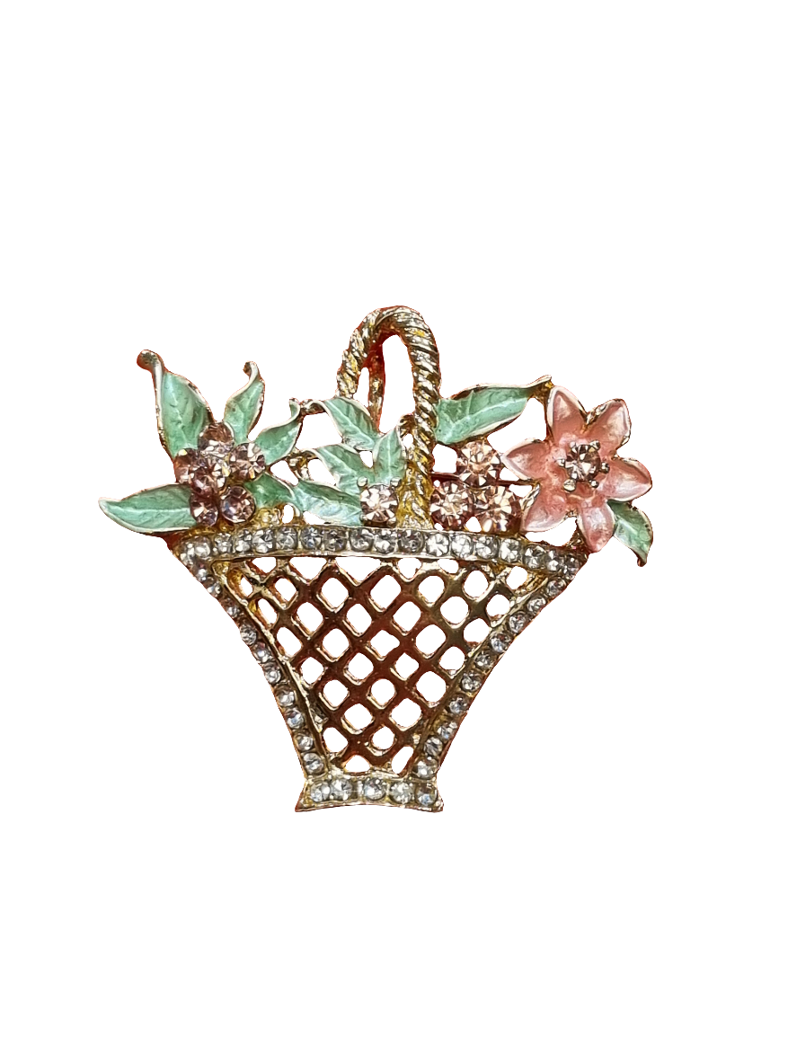 Gold Flower Basket | Brooch V