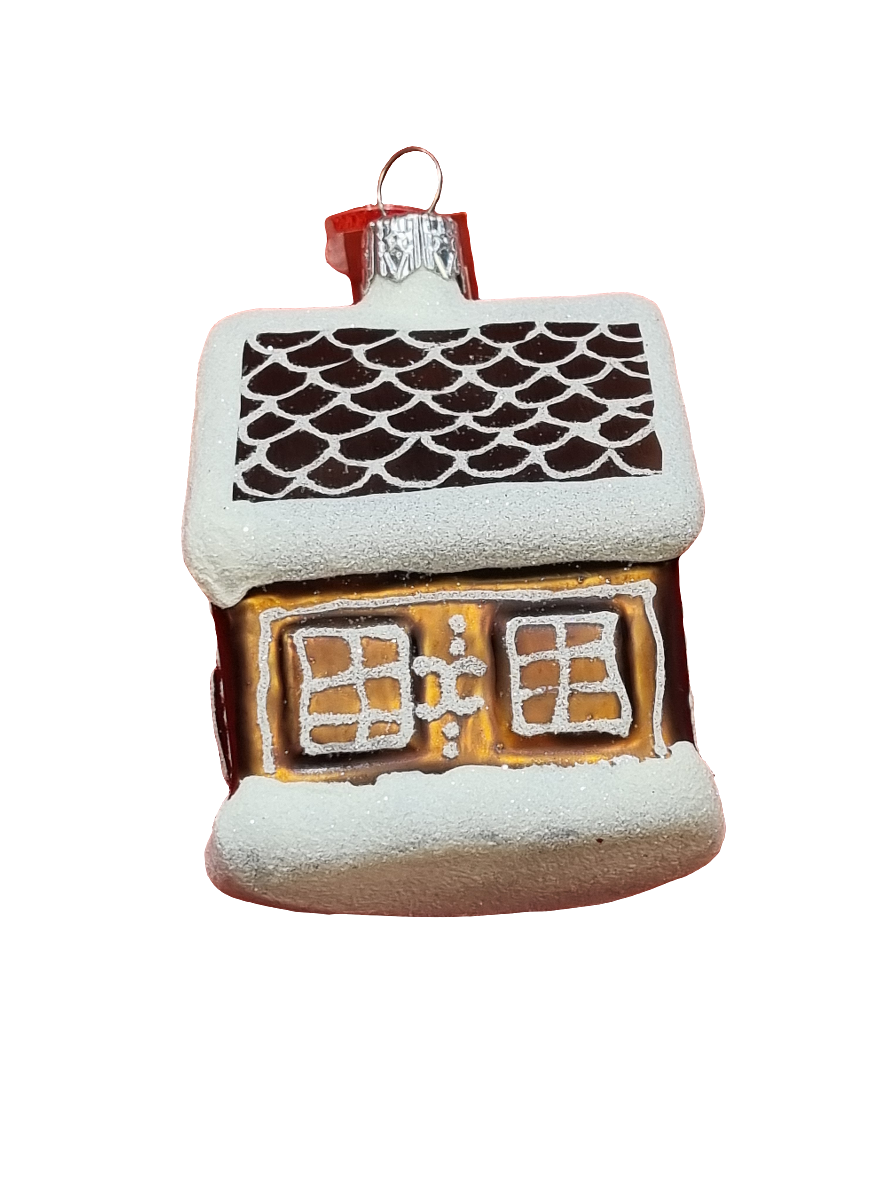 European Glass Christmas ornament of a House | Gingerbread House (L)