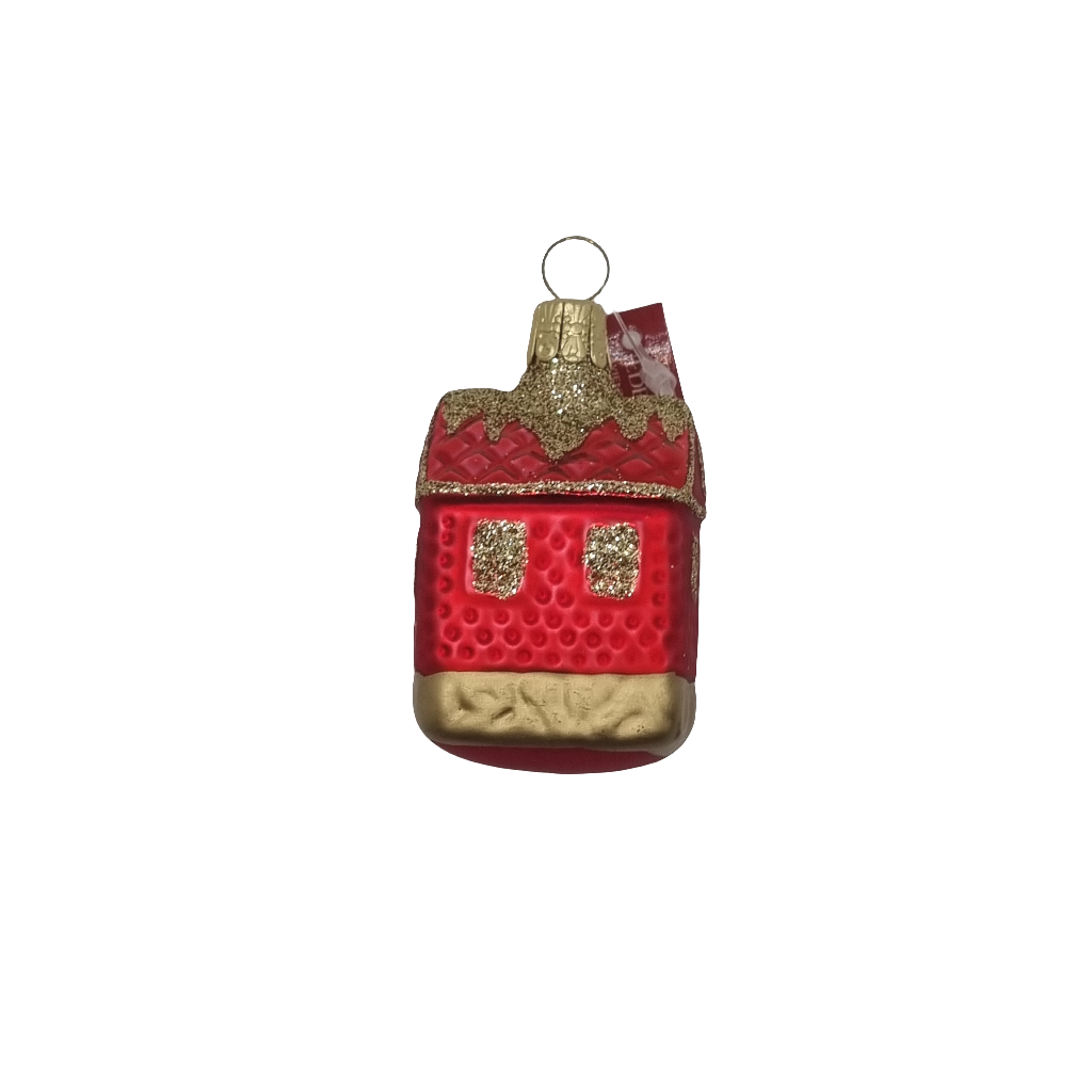 European Glass Christmas ornament of a House Small (D)
