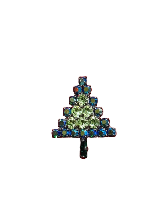 Small Blue & Green Crystal Tree | Brooch V