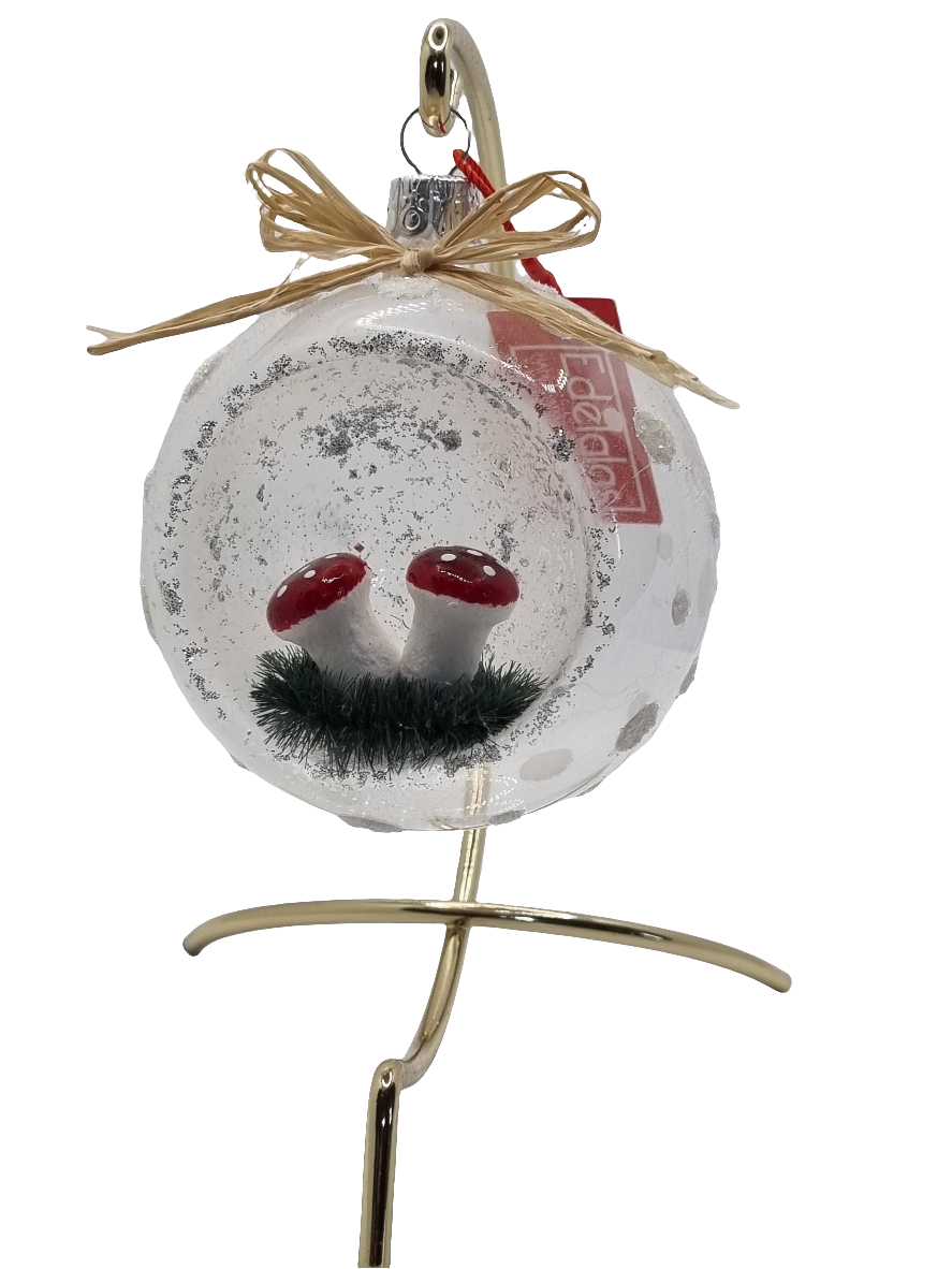 European Glass Christmas ornament of a Baubles | Clear with Nature Inset Decoration (S)