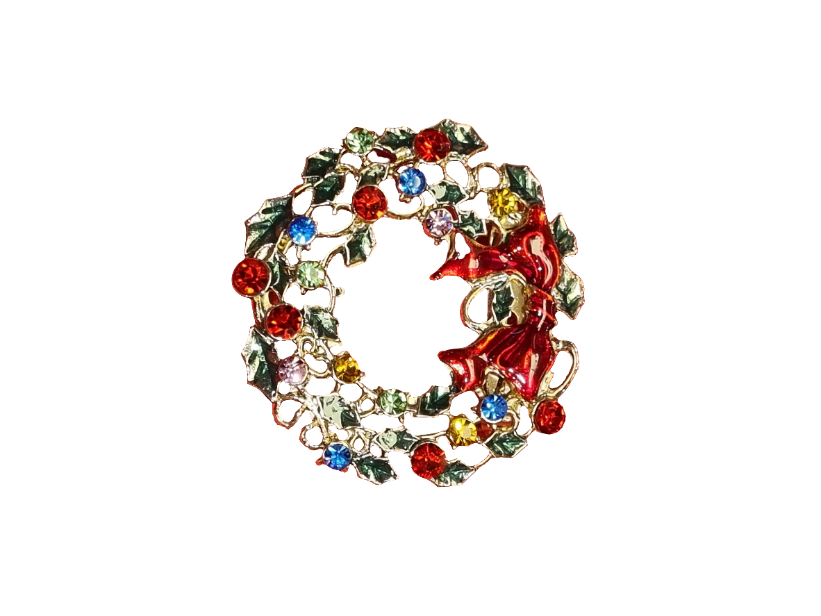 Wreath with Colourful Crystals | Brooch V