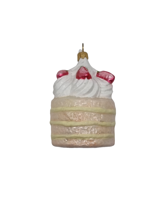 European Glass Christmas ornament of a Cream Cake Tiered (K)