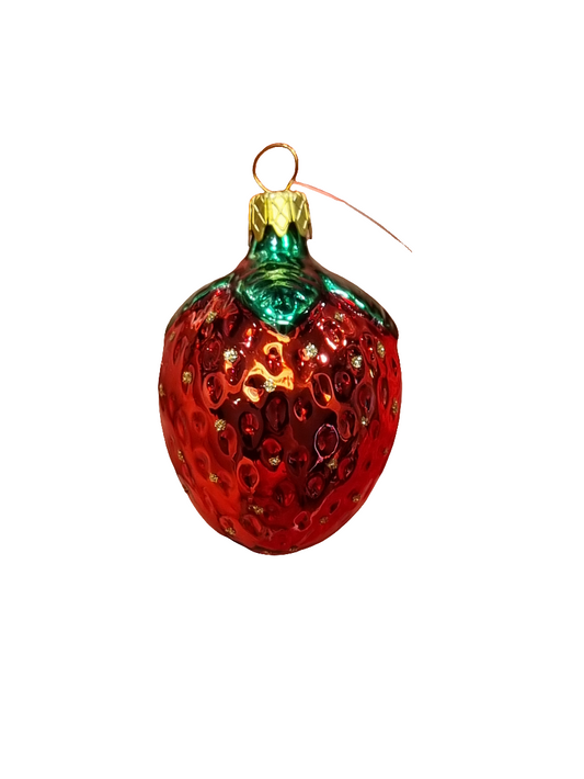 European Glass Christmas ornament of a Strawberry (F)