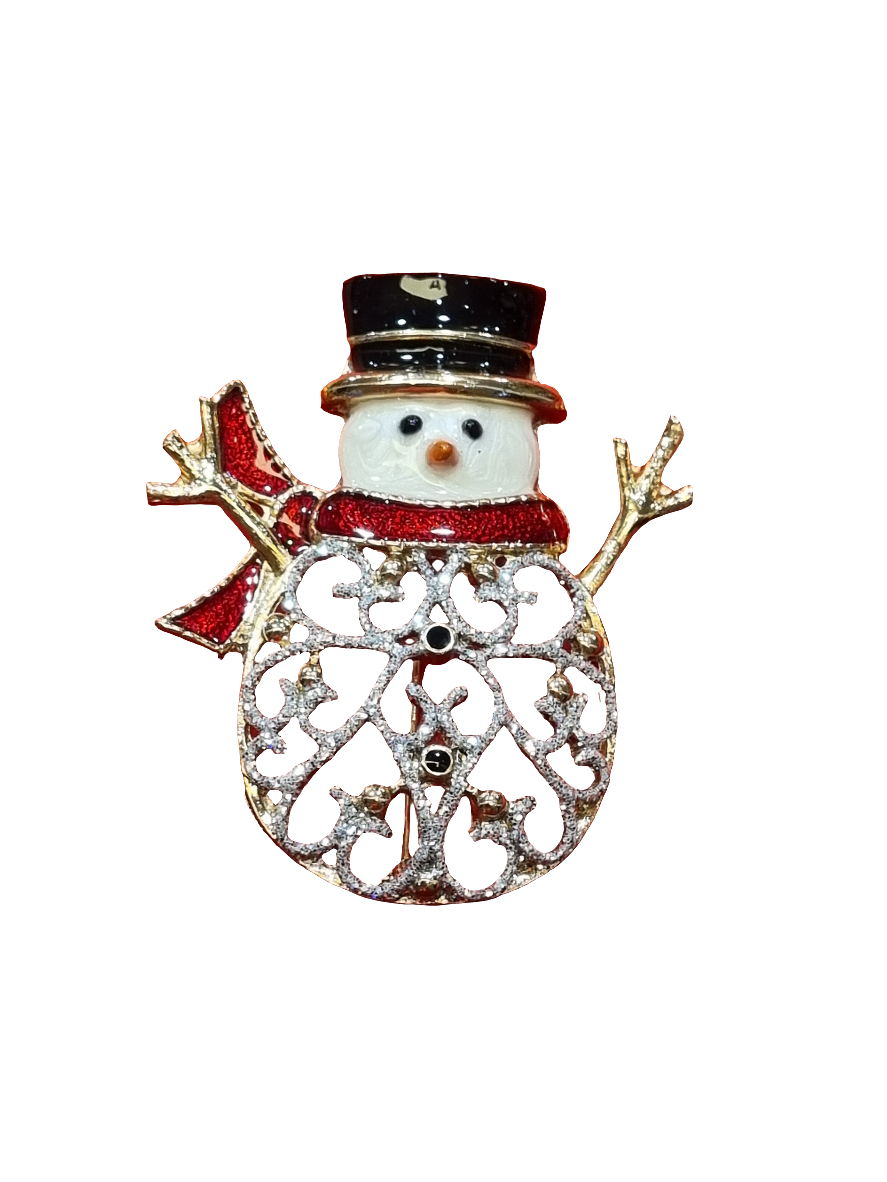 Large Filigree Snowman | Brooch V