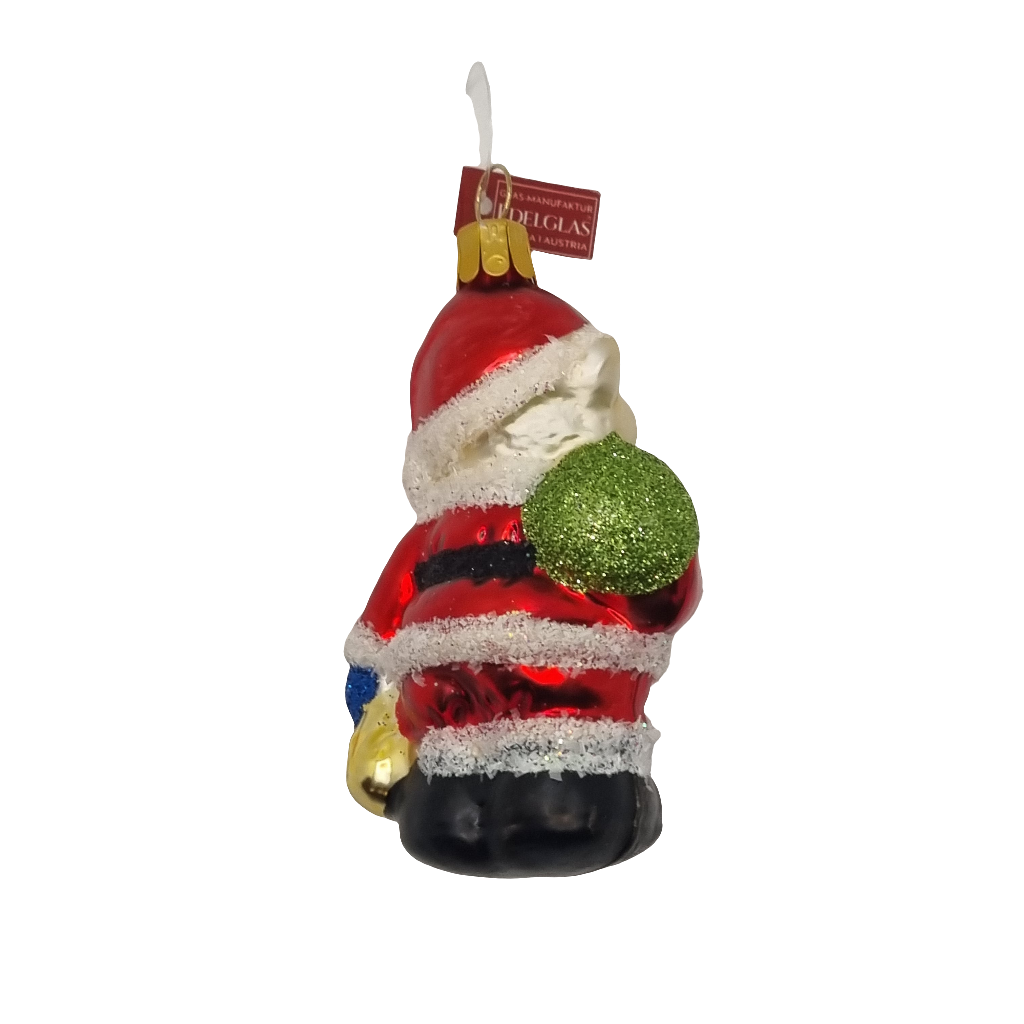 European Glass Christmas ornament of a Bear | Teddy Bear in Christmas Jacket (F)