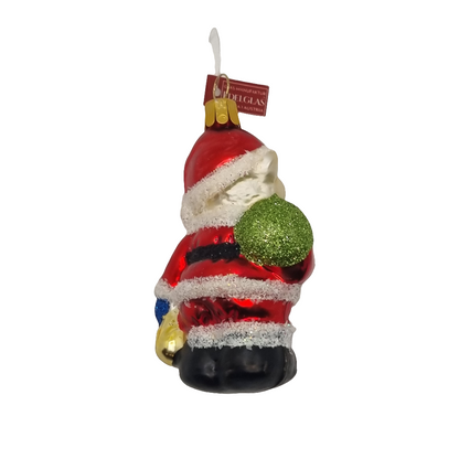 European Glass Christmas ornament of a Bear | Teddy Bear in Christmas Jacket (F)
