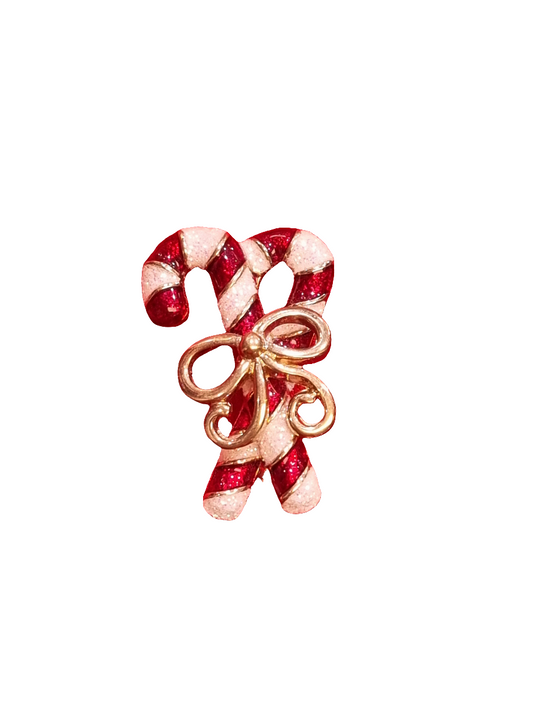 Double Candy Cane with Gold Bow | Brooch V