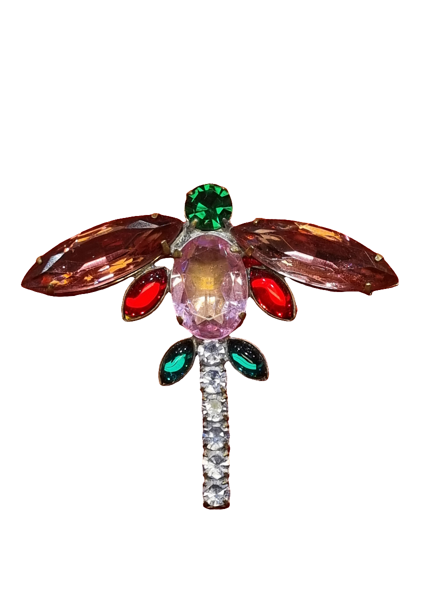 Dragonfly with Pink Crystal Wings | Brooch V