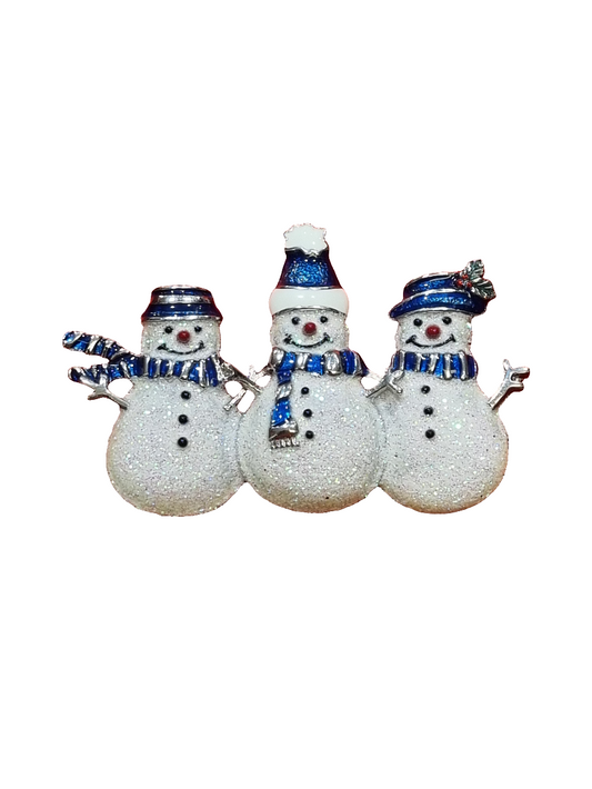 Double Snowman Blue Hats| Brooch V