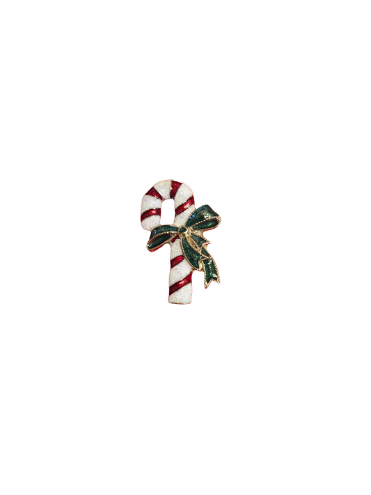 Single Candy Cane with Green Bow | Brooch V