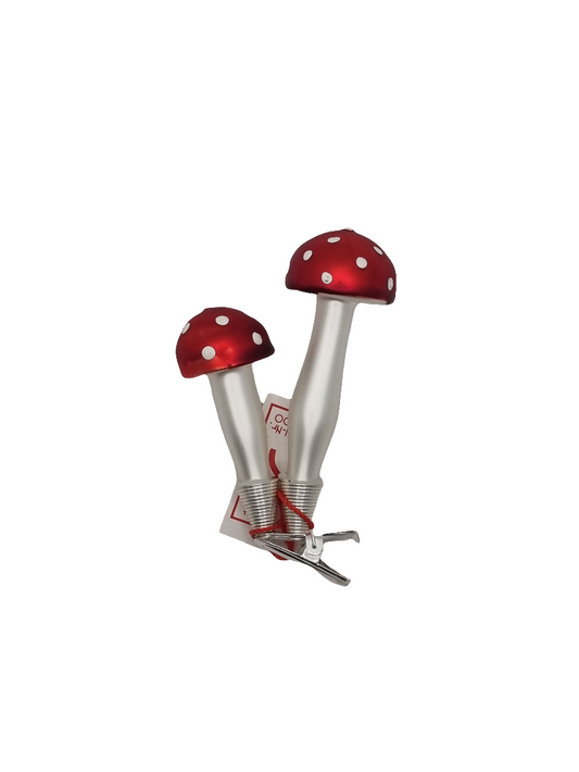 European Glass Christmas ornament of a Mushroom Double Clip (K)