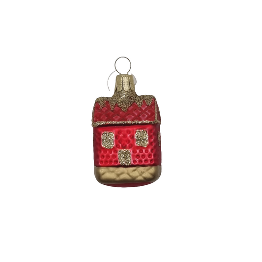 European Glass Christmas ornament of a House Small (D)
