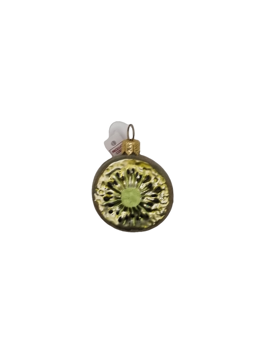 European Glass Christmas ornament of a Kiwifruit slice (G)