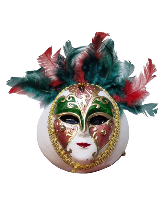 Venetian Mask Bauble with Feathers (W)