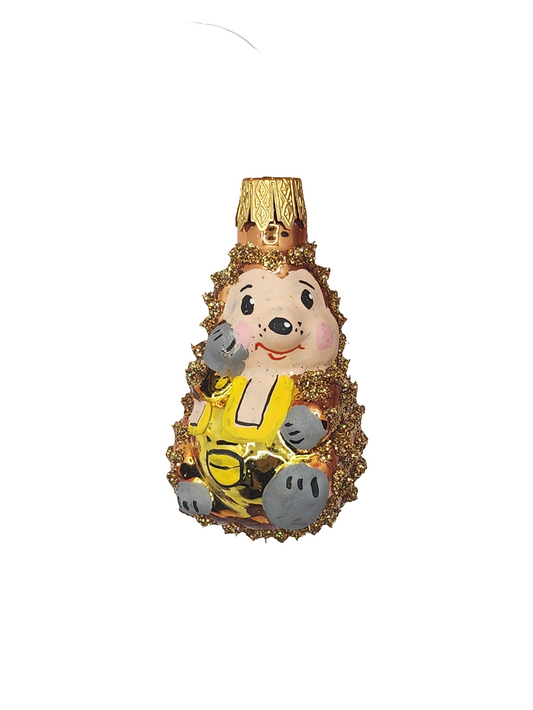 European Glass Christmas ornament of a Hedgehog Sparkly (F)