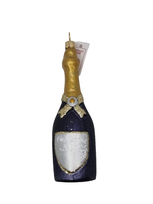 European Glass Christmas ornament of a Champagne medium (O)