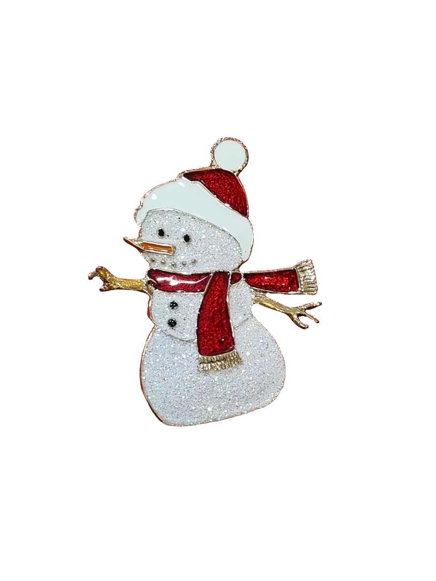 Flat Sparkly Snowman | Brooch V